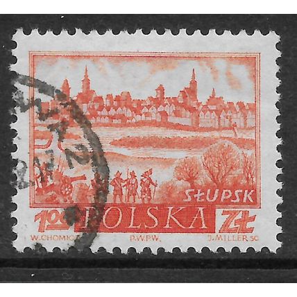 POLAND 1960 OLD POLISH TOWNS 1z RED & LILAC SLU PSK SG 1191 FINE USED#2