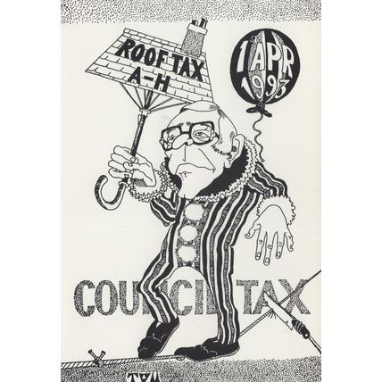 John Major Poll Roof Council Tax 1993 Conservative Party Comic Postcard