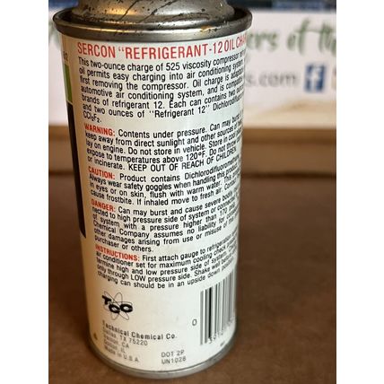 One Oil charge ac conditioner 4oz Can " Usa made R12 refrigerant