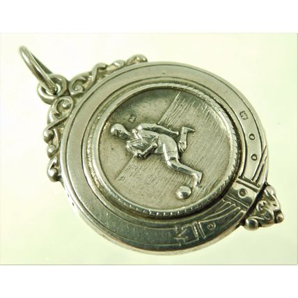 Vintage Solid Silver Watch Chain Fob Medal DHC Football Soccer Pictorial 1925