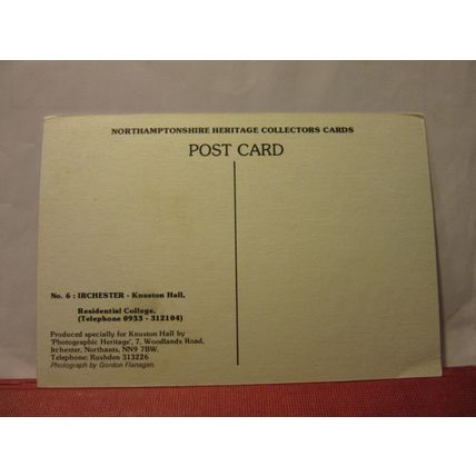 KNUSTON HALL, IRCHESTER, NORTHAMPTONSHIRE unused vintage postcard =