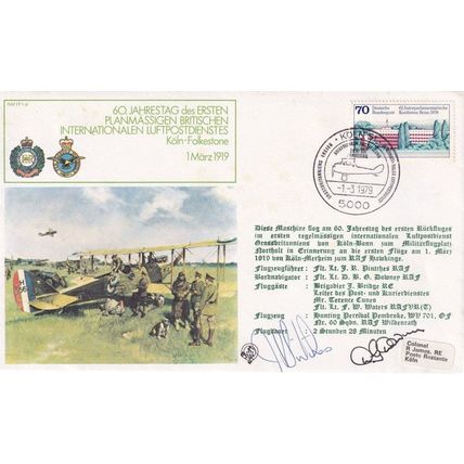 Koln to Folkestone 1919 WW1 DOUBLE Hand Signed German Aircraft FDC