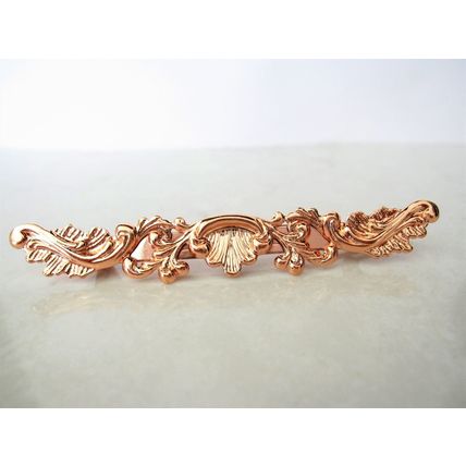 Slim antique style silver or rose gold/ copper filigree hair pin clip barrette