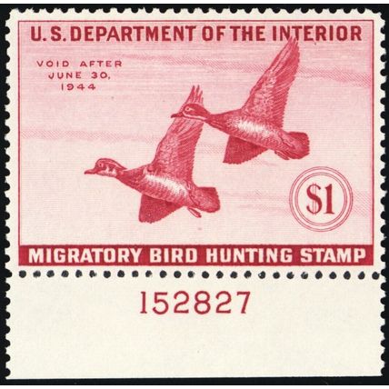 RW10, Mint XF NH $1 Duck Stamp With PL# - Stuart Katz