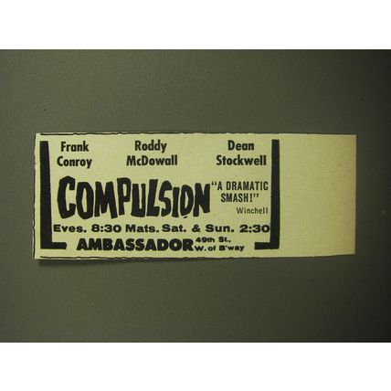 1958 Compulsion Play Ad - Frank Conroy Roddy McDowall Dean Stockwell