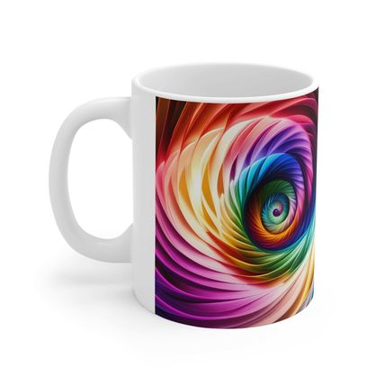 Fusion of Bright Rainbow Swirls in Motion #12 Mug 11oz AI Decorative Mug