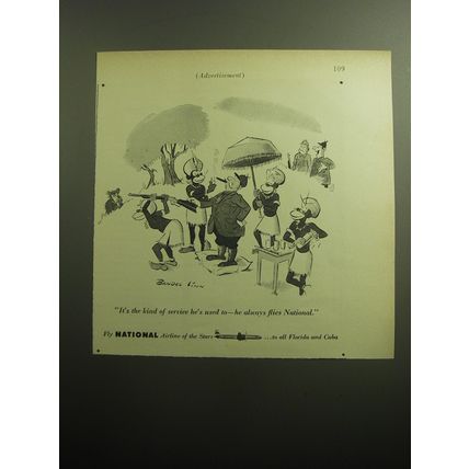 1958 National Airline Advertisement - Cartoon by Bandel Linn - Hunting