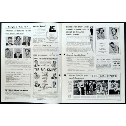 BIG KNIFE 1955 Jack Palance, Ida Lupino, Shelley Winters UK CAMPAIGN BOOK