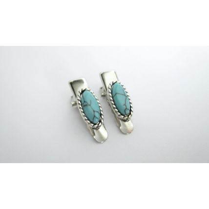 2 extra small tiny metal turquoise blue stone alligator hair clip fine thin hair