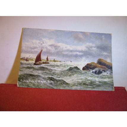 FISHING BOATS OFF ST. AGNES, ISLES OF SCILLY used antique postcard 1905 pm =