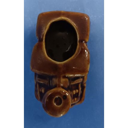 Vintage Train Locomotive Toothpick Holder BROWN Ceramic Planter