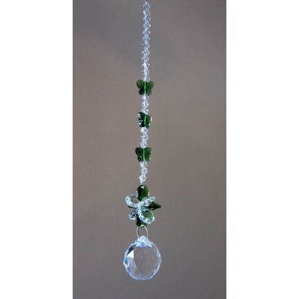 Suncatcher Crystal Ball Green Butterfly Sun Catcher Spiritual Feng Shui