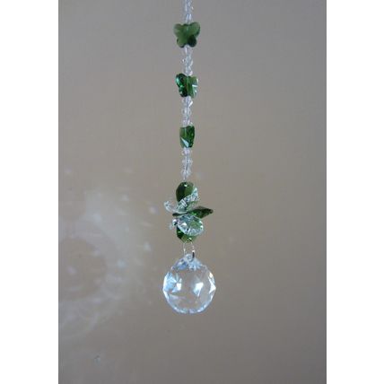 Suncatcher Crystal Ball Green Butterfly Sun Catcher Spiritual Feng Shui