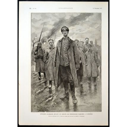 GERMAN OFFICER IN FRONT OF A GROUP OF PRISONERS 1915 Georges Scott WORLD WAR I