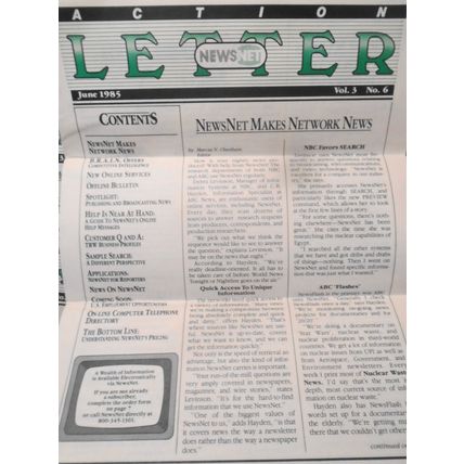 NewsNet Action Letter, 11 issues lot, 1985-1986. Electronic news service.