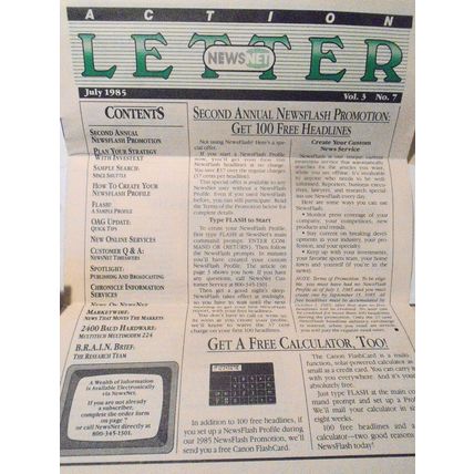 NewsNet Action Letter, 11 issues lot, 1985-1986. Electronic news service.