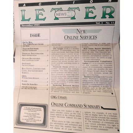 NewsNet Action Letter, 11 issues lot, 1985-1986. Electronic news service.