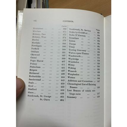 1970 "A LIST OF MONUMENTAL BRASSES IN SURREY" THICK VINTAGE HARDBACK BOOK (P6)