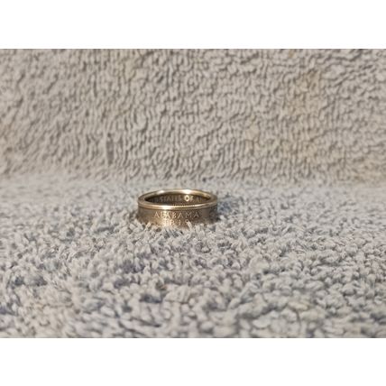 Alabama 90% Silver Handcrafted Washington Quarters coin ring, size 6-1/2 2003