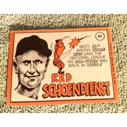 1969 Topps # 462 Red Schoendienst Cardinals Mrg. EX Or Better Shape No Creases