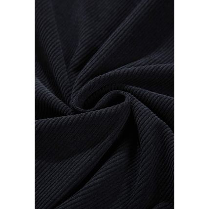 Black Hooded Drawstring Pockets Corduroy Shacket