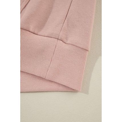 Fushia Solid Color Rivet Stud Raglan Sleeve Hoodie with Pocket