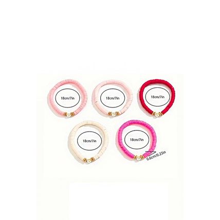 Peach Blossom 5Pcs Valentine Heart Beaded Bracelet
