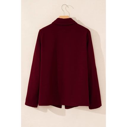 Red Dahlia Collar Tab Sleeve Zip Up Flap Detail Jacket