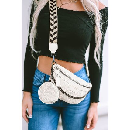 Bright White Colorblock Strap Chain Shoulder Bag With Coin Purse