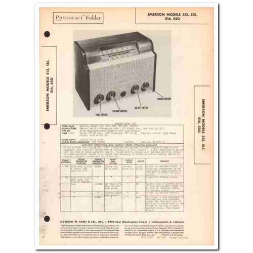 emerson model 512 515 516 550 6-tube am radio sams photofact manual
