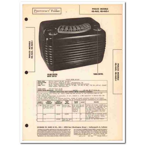 philco model 48-460 48-460-i 6-tube am radio sams photofact manual