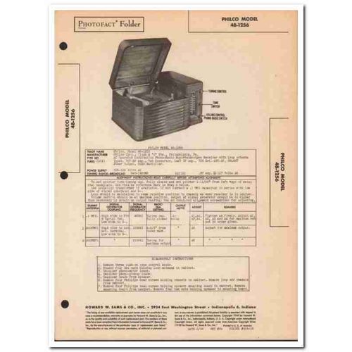 philco model 48-1254 6-tube am radio phonograph sams photofact manual