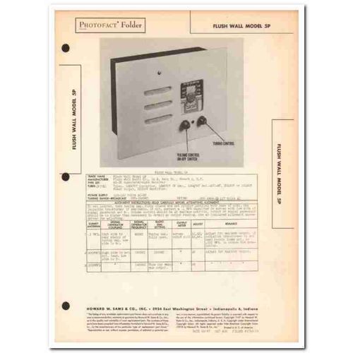 flush wall model 5p 5-tube am radio receiver sams photofact manual