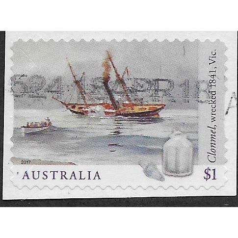 AUS 2017 $1.00 (S/A) 'SHIPWRECKS -CLONMEL' ON PAPER FINE USED (EBID25-865)