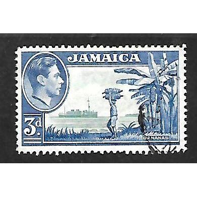 JAMAICA 1938 3d ULTRAMARINE AND GREEN SG 126 FINE USED
