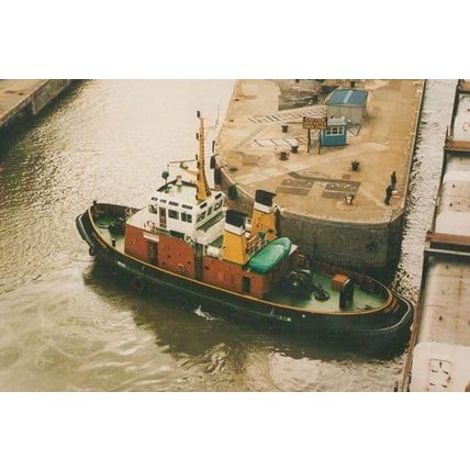 MT Collingwood Ship at Gladstone Lock Liverpool Alexandra Tow Boat Postcard