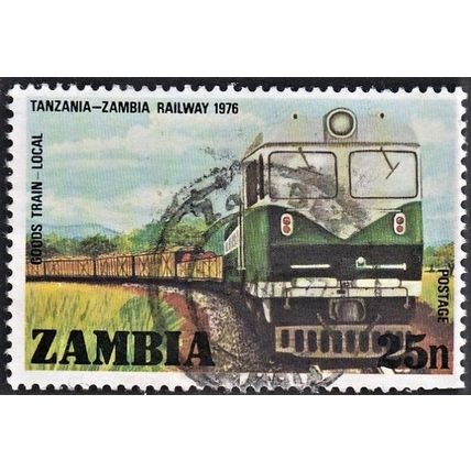 ZAMBIA, 1976 25n Goods Train, SG256 (Scott #165), used