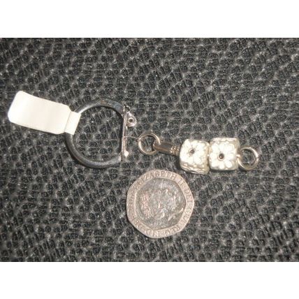 2 Heavy alloy flower cube euro bead keyring bag phone purse charm jewellery