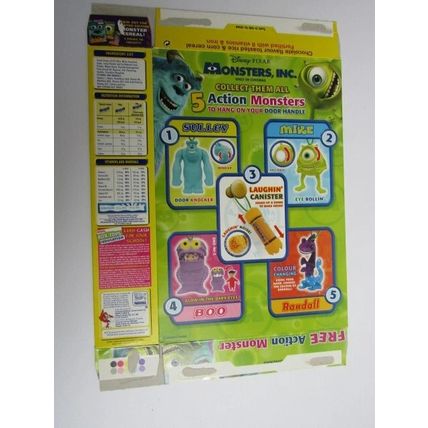 Nestle Nequik 2001 Cereal Box Monsters Inc 375g Box only