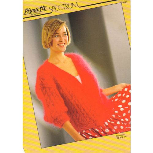 Original Knitting Pattern Spectrum 8224 Lady's Crossover Cabled Cardigan 30-40"