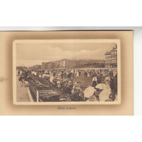 Vintage Sepia Postcard - Hove Lawns, Sussex - 1910 ish? Pre WWI - Valentine