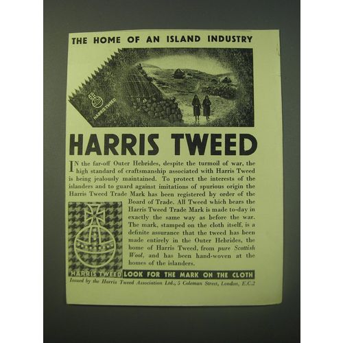 1940 Harris Tweed Fashion Ad - The home of an island industry Harris Tweed