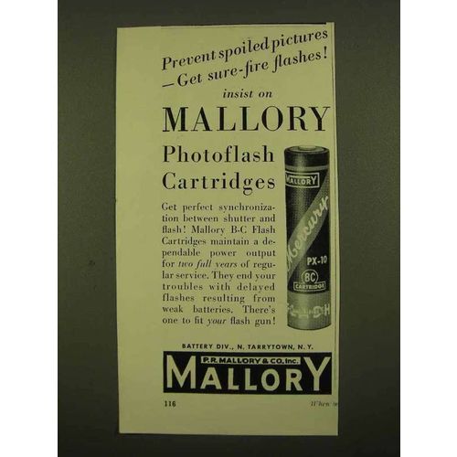 1956 Mallory Photoflash Cartridges Ad - Sure-Fire