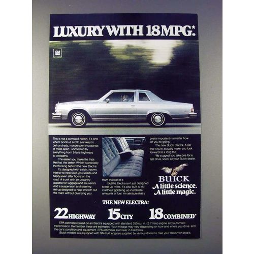1978 Buick Electra Car Ad - Luxury With 18mpg