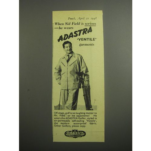 1948 Adastra Golfer jacket Ad - When Sid Field is serious - he wears Adastra