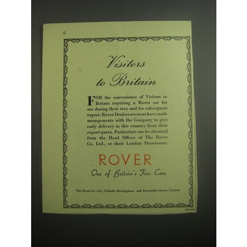 1948 Rover Cars Ad - Visitors to Britain