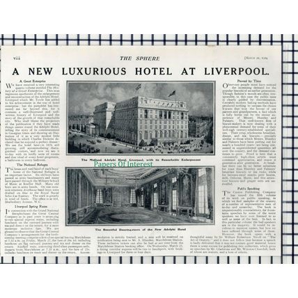 (6964) Midland Adelphi Hotel Liverpool - 1914 Cutting