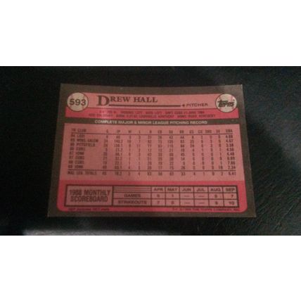 1989 Topps Card # 593 Drew Hall Excellent (5) Chicago Cubs
