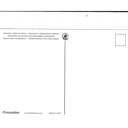 Prinsendam Holland America Line Postcard unused VGC