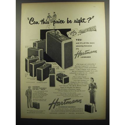 1952 Hartmann Luggage Ad - Can this price be right?
